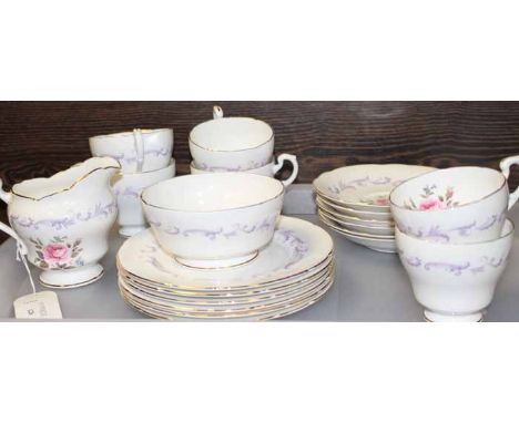 PARAGON BONE CHINA TEA SERVICE
comprising of twenty parts, including six teacups, six saucers, six side plates, sugar and cre