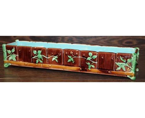 MINTON RECTANGULAR TROUGH
in brown with green sprigs, Minton mark to base 
