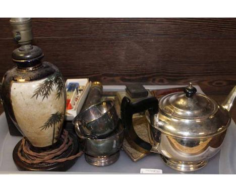 SELECTION OF MIXED COLLECTABLES
including a silver plated rthree piece tea service, a japanese vase mounted as a vase, a SCC 