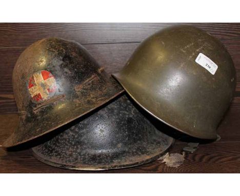 THREE WWII ARMY HELMETS
