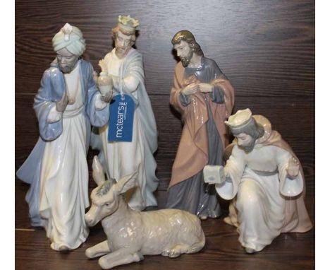 FIVE NAO NATIVITY SCENE FIGURES
inlcuing The Three Wise Men, Joseph and The Donkey, tallest wise man 29cm long
