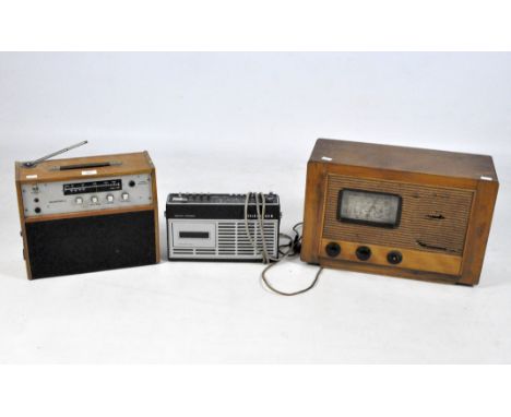 Three vintage radios, comprising a Goodsell, Telefunken partner compact 101 L and an Ultra T406, largest measuring 49cm wide
