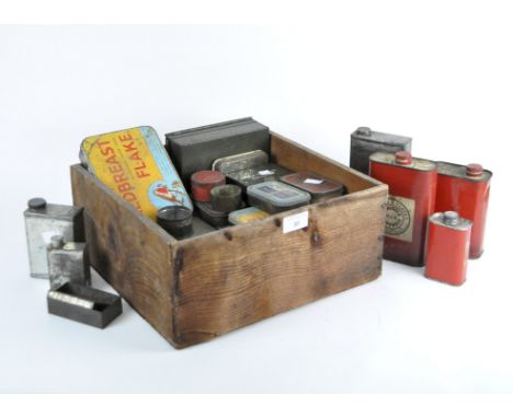 A mixed selection of vintage tins, to include a Curtis &amp; Harvey canister no 4 gunpowder tin, Ogdens St Bruno flake tobacc