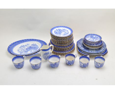 A collection of Copeland Spode dinner and tea wares, circa 1900, printed green marks, printed in blue and white with a versio