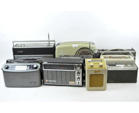 A collection of mid-late 20th century vintage radios, including Bush, Roberts (analogue and digital), Hackers and others (10)