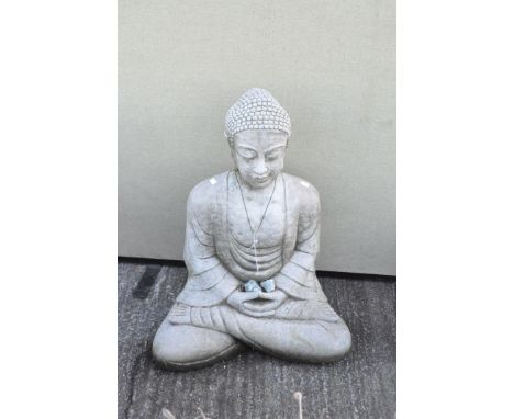 A large garden stone model of a seated Buddha, height 81cm