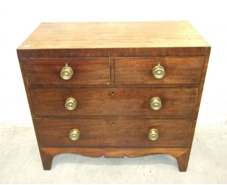 A Georgian mahogany rectangular chest of two short and two long drawers, on bracket feet, 92cm wide, 83cm high.
