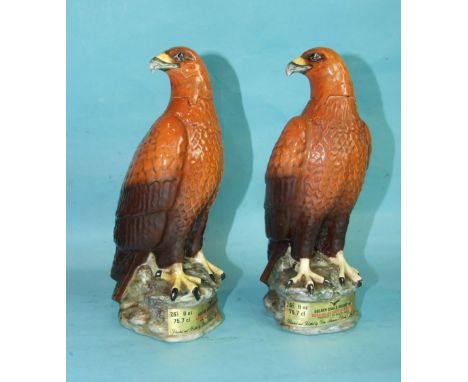 Two Beswick Beneagles Scotch Whisky decanters in the form of Golden Eagles, 70%, 26? fl. oz, modelled by J G Tongue 1969, com