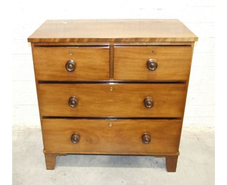 A 19th century mahogany rectangular chest of two short and two long drawers, on bracket feet, 92cm wide, 94cm high.