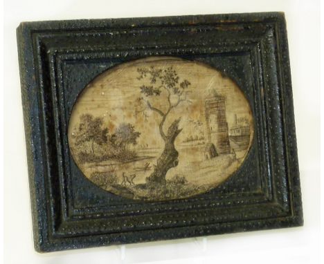Georgian silk and hair miniature tapestry, "Printwork". Condition reports are not availabe for our Interiors Sales.