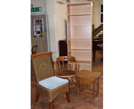 Open bookcase, gate-leg table and office-chair and wicker dining chair Condition reports are not availabe for our Interiors S