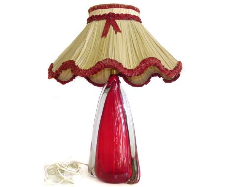 Red Murano glass table lamp complete with shade. Condition reports are not availabe for our Interiors Sales.