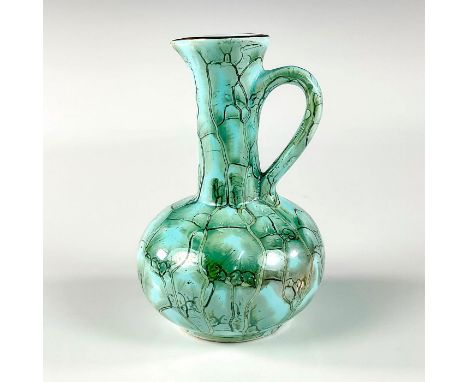 Turquoise toned with lustre finish &amp; branch patterning. With handle. Elongated neck.Holland on bottom. This item has no r