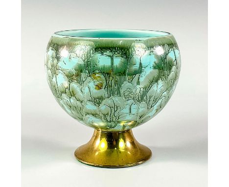 Turquoise toned with lustre finish &amp; branch patterning. Gold toned rim around piece.Hand Painted. Holland stamped to bott