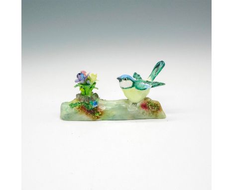 Figural on branch with flowers, light gloss. Crown Staffs backstamp. Printed number. Artist signature. Artist: J.T. JonesDime