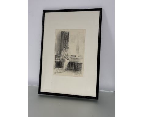 Ethel Gabain (French /British 1883-1950), Study of a seated woman staring out the window, lithograph, signed bottom right, in