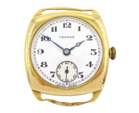Vertex Supreme gentleman's 18ct gold manual wind presentation wristwatch, white enamel dial with Arabic numerals and subsidia