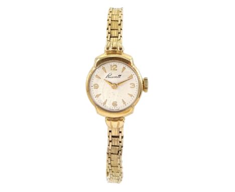 Russell ladies 9ct gold manual wind wristwatch, on 9ct gold bracelet strap, hallmarkedCondition Report:Approx 14.95gm (exclud