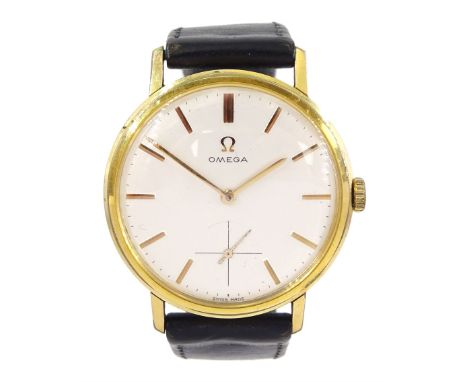 Omega gentleman's gold-plated and stainless steel manual wind wristwatch, Ref. 121.002-63, Cal. 269, silvered dial with baton