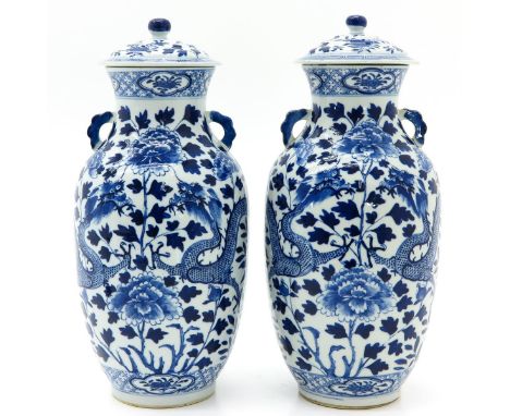 Decorated with flowers and dragons, Kangxi mark, 36 cm. tall, chips on edge.