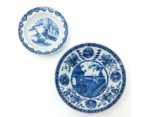 Plate marked Kangxi, chip on edge of charger.