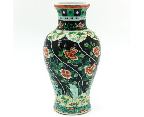 Floral decor, Kangxi mark, 40 cm. tall, chips on standring.