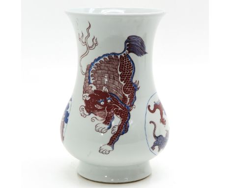 Dragon and kylin decor, Kangxi mark, 33 cm. tall. 
