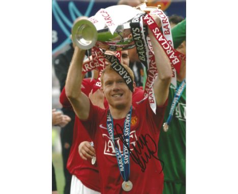 Football Paul Scholes signed Manchester United Premier League Winners 12x8 colour photo. Good condition Est.