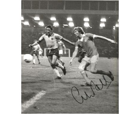 Football Colin Bell signed 12x9 Manchester City vintage black and white photo. Colin Bell MBE (26 February 1946 - 5 January 2