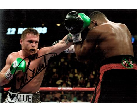 Boxing Canelo Alvarez signed 12x8 colour photo. Santos Saul Álvarez Barragan ( popularly known as Canelo Álvarez, is a Mexica