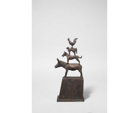 Gerhard Marcks (Berlin 1889 – 1981 Burgbrohl/Eifel). „Bremer Stadtmusikanten (klein)“. 1951Bronze mit brauner Patina.  35,5&n