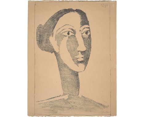Pablo Picasso (Málaga 1881 – 1973 Mougins). „Tete de femme au chignon“. 1953Lithografie auf Velin.  65&nbsp;×&nbsp;43&nbsp;cm