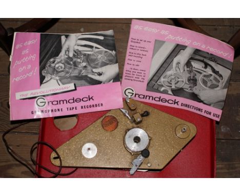 Gramdeck gramophone tape recorder by Andrew Marryfield Ltd with instruction booklets in original box. Circa 1950