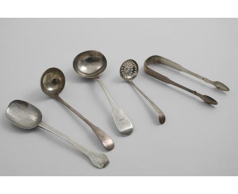 A MIXED LOT:- A Charles II / James II Trefid spoon, initialled "GW" over "CS" on the back of the terminal, marks worn, possib