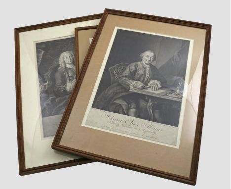 THREE PORTRAIT PRINTS OF AUGSBURG SILVERSMITHS comprising Philipp Adam Benz (1709-1749), mezzotint by J. J. Haid after J. Hol