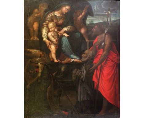 GIROLAMO MARCHESI DA COTIGNOLA and workshop (Cotignola, c. 1480-c. 1545) 1530s Madonna and Child with St. Mercurial, St. John