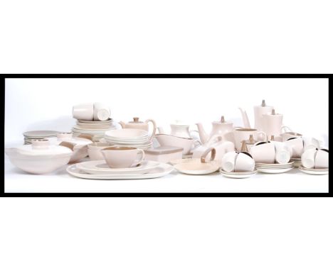 Poole Pottery - Twintone&nbsp; - Sepia &amp; Mushroom (C54) An extensive vintage mid 20th Century dinner and tea service comp