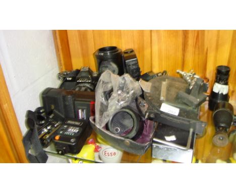Assorted vintage camera equipment including Pentax ASAHI  camera
