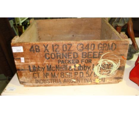 Vintage wooden advertising crate Corned Beef