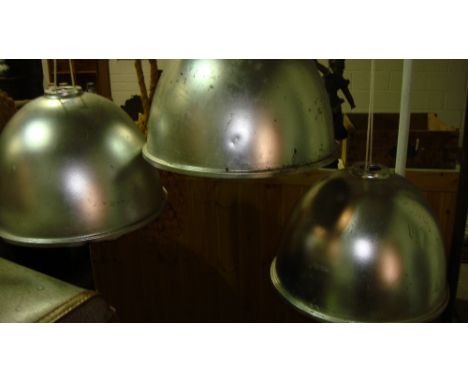3 x retro aluminium industrial chic light shades