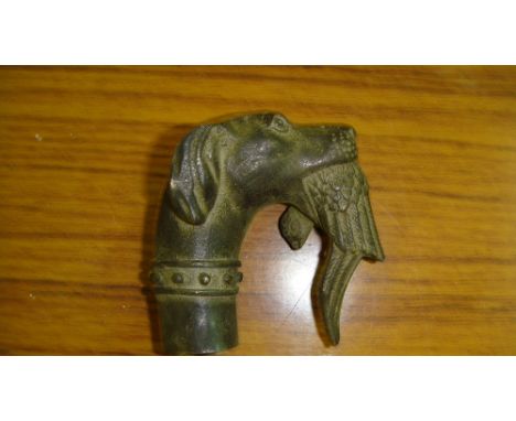 Bronzed metal gun dog walking stick head