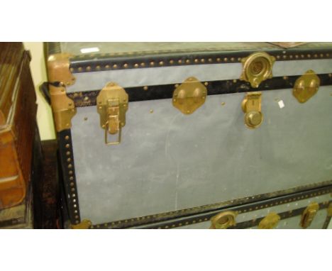 Vintage metal steamer trunk