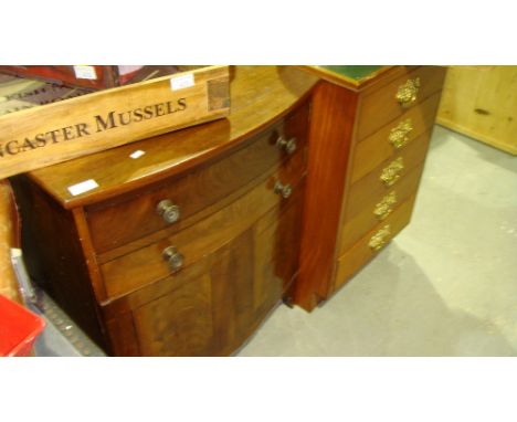 19th century mahogany commode & chest of drawers with brass handles