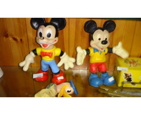 Pair of vintage Mickey Mouse toys and Donald Duck glove puppet