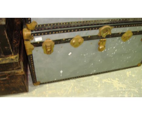 Vintage metal steamer trunk