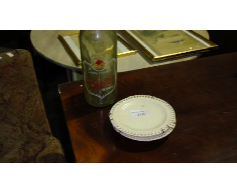 Vintage Lacsera advertising bottle & 2 x cream ware plates