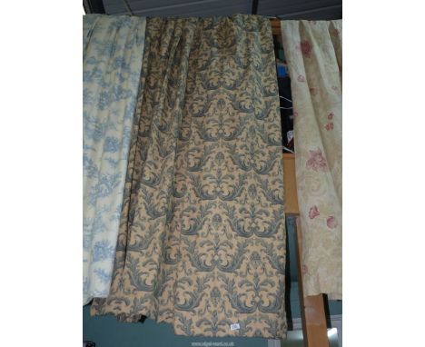 A pair of full length interlined curtains "Fontainebleau" by Jason 'D' Souza Designs, 98" drop x 44" wide, with pleated headi
