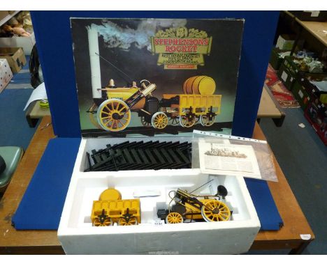 A Hornby Railways Stephenson's Rocket real steam engine with track, 3 1/2" gauge model, boxed, with instructions.