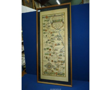 After Alfred Edward Taylor for Anglo-American Oil, Pratts Test Map of the Great North Road, 1930, framed and glazed, 41 1/4" 