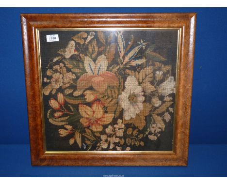 A framed floral Tapestry, 21 1/2" x 20 3/4".